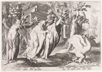 KG 02488
<br/>
Metamorfosen: Phaëtons zusters veranderen in populieren en Cygnus in een zwaan
<br/>
<em>Anoniem NL (16de - 17de eeuw)</em>